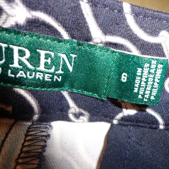 NWOT Ralph Lauren Equestrian Straight Leg Pant 6 Horse Bit Zip Navy/Wht - Picture 11 of 16